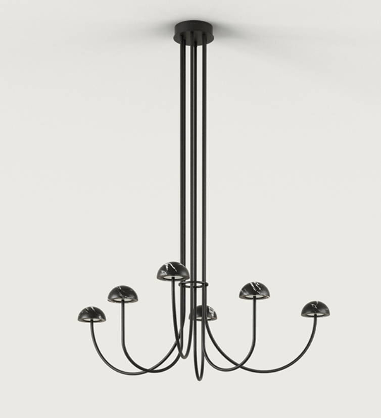 [C1307/6/NEG] DUSSA L COLGANTE (NEGRO MATE / MARMOL NEGRO)